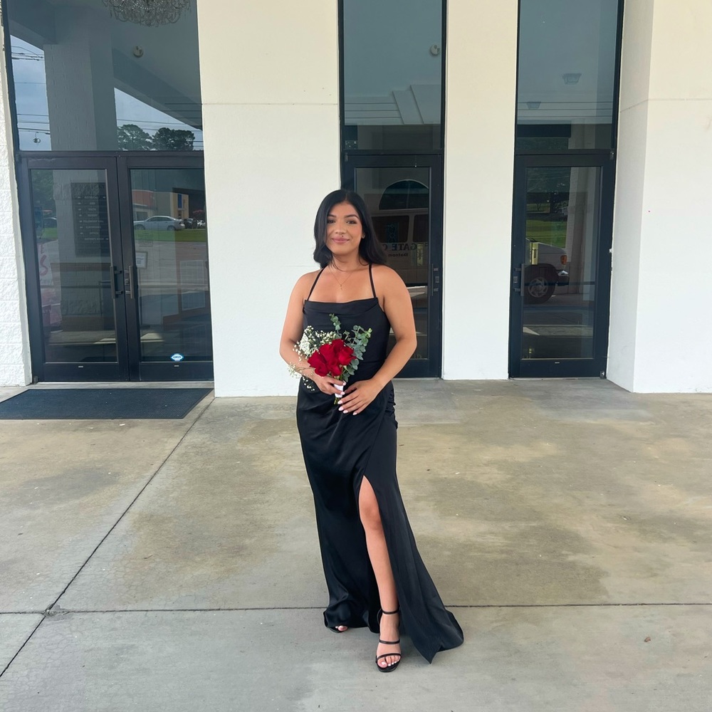Black Azazie  Satin Formal Dress. Size 10